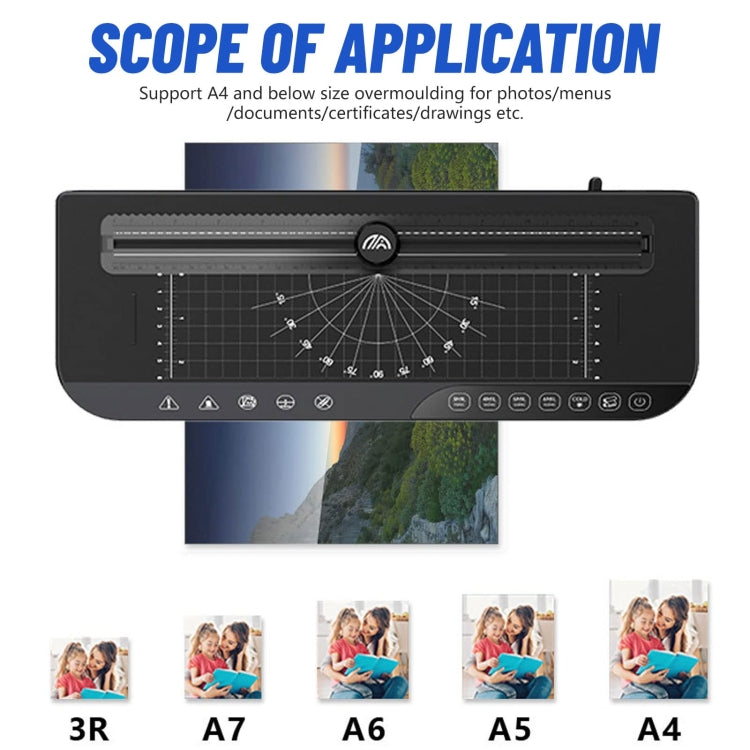 FN338 A4/A5/A6 Photo Laminator With 4 Levels Of Thickness Optional Preheating Alarm(US Plug)