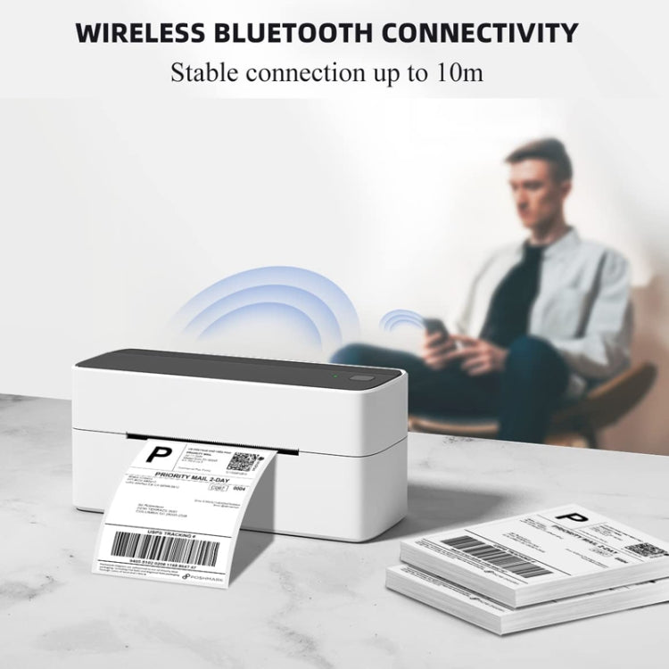 Phomemo PM241-BT Bluetooth Address Label Printer Thermal Shipping Package Label Maker, Size: US(Silver)