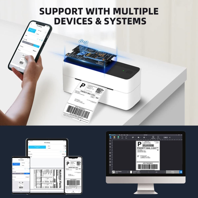 Phomemo PM241-BT Bluetooth Address Label Printer Thermal Shipping Package Label Maker, Size: US(White Blue) - free shipping - PMC TechLife - Order now!