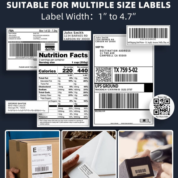 Phomemo PM241-BT Bluetooth Address Label Printer Thermal Shipping Package Label Maker, Size: EU(White Blue)
