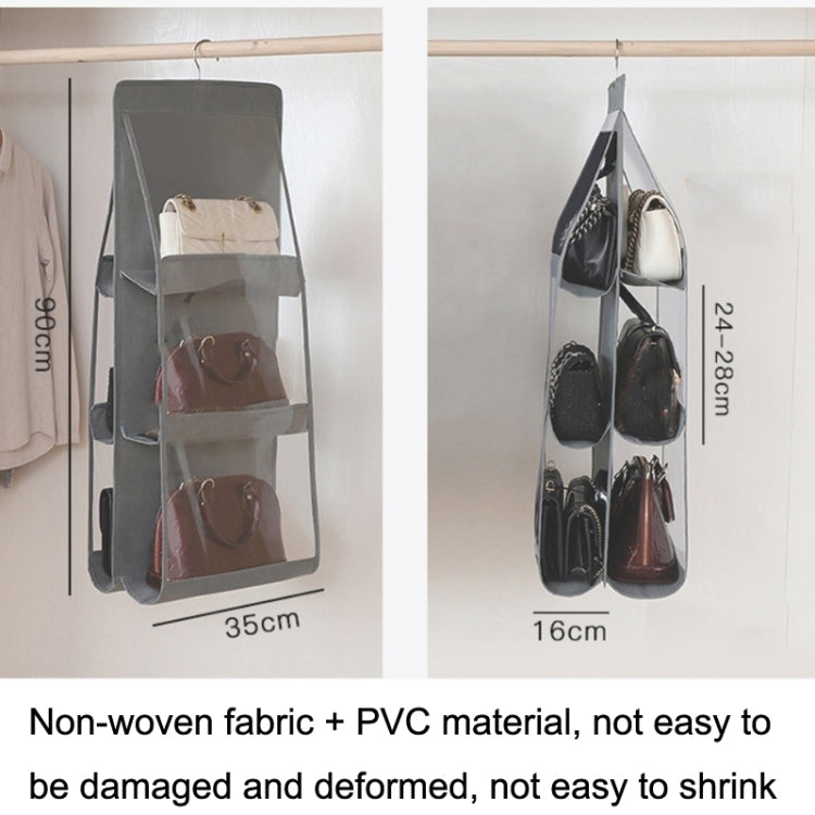 2pcs Double Sided Transparent Storage Bag Bedroom Wardrobe Storage Dustproof Hanging Bag Black 8 Grid - free shipping - PMC TechLife - Order now!