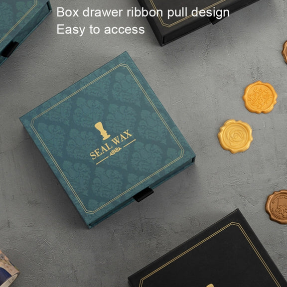 Gift Box Fire Paint Stamp Set Retro Handbook Material Accessories DIY Book Material(Green Box Gift)
