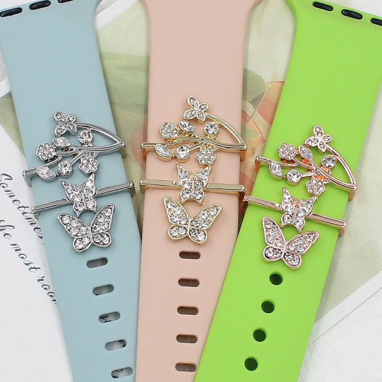 3pcs/Set Smart Watch Silicone Watch Band Decorative Ring Butterfly Buckle Watch Band Decorations(1)