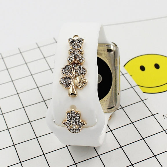 2pcs Watch Silicone Strap Decorative Diamond Buckle Strap Nails, Style: Diamond Hand