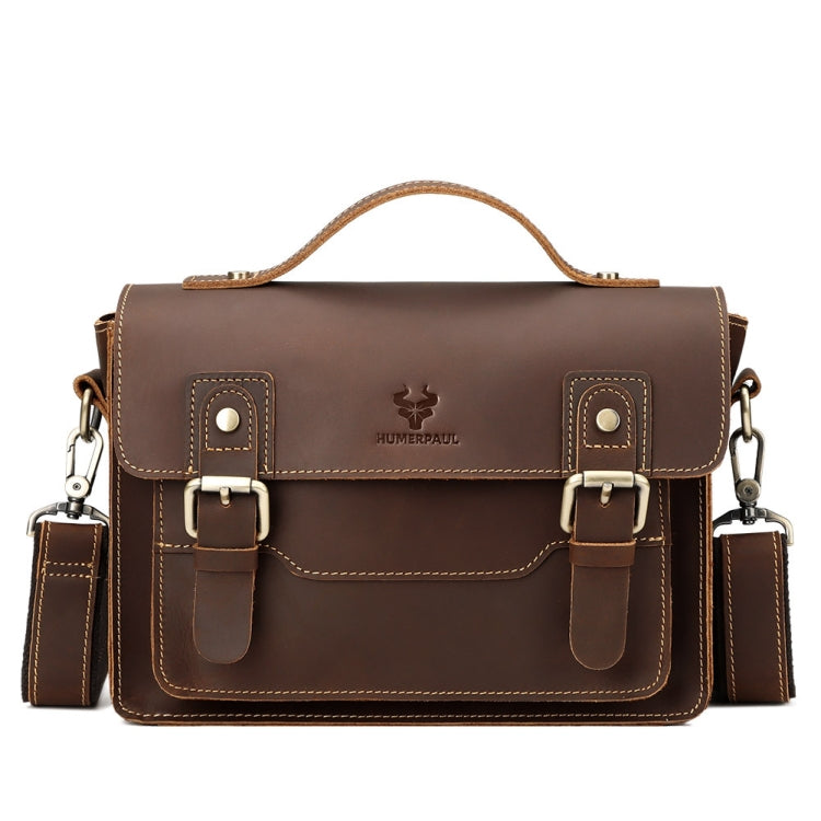 HUMERPAUL Leather Crossbody Bag Men Retro Shoulder Bag Commuter Men Small Square Bag(Brown) - free shipping - PMC TechLife - Order now!