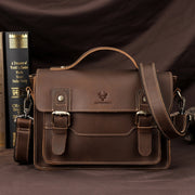 HUMERPAUL Leather Crossbody Bag Men Retro Shoulder Bag Commuter Men Small Square Bag(Brown)