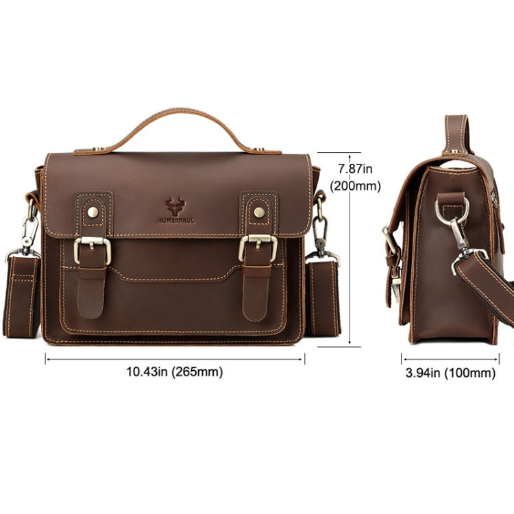 HUMERPAUL Leather Crossbody Bag Men Retro Shoulder Bag Commuter Men Small Square Bag(Brown) - free shipping - PMC TechLife - Order now!