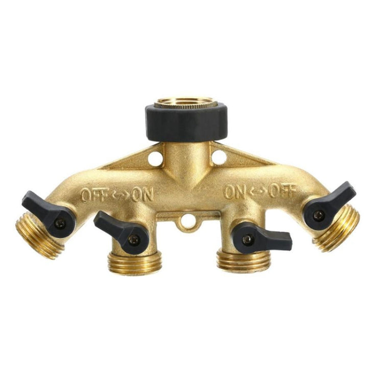 Garden Watering Agricultural Irrigation Family Car Wash Faucet Copper 4-way Ball Valve Water Divider(European Thread) - Watering & Irrigation by PMC TechLife | Online Shopping South Africa | PMC TechLife | Buy Now Pay Later Mobicred