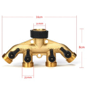 Garden Watering Agricultural Irrigation Family Car Wash Faucet Copper 4-way Ball Valve Water Divider(American Thread)
