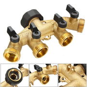 Garden Watering Agricultural Irrigation Family Car Wash Faucet Copper 4-way Ball Valve Water Divider(American Thread)