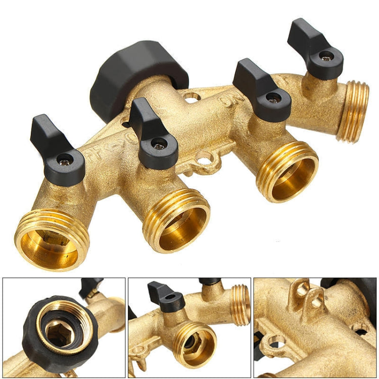 Garden Watering Agricultural Irrigation Family Car Wash Faucet Copper 4-way Ball Valve Water Divider(American Thread)