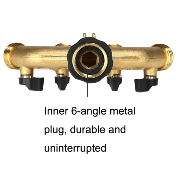Garden Watering Agricultural Irrigation Family Car Wash Faucet Copper 4-way Ball Valve Water Divider(American Thread)
