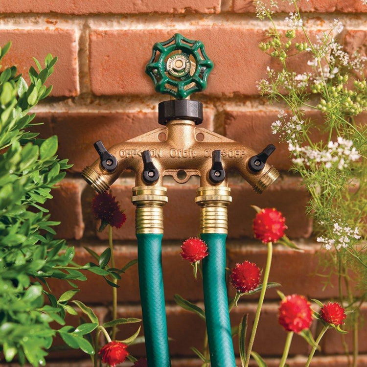 Garden Watering Agricultural Irrigation Family Car Wash Faucet Copper 4-way Ball Valve Water Divider(European Thread)