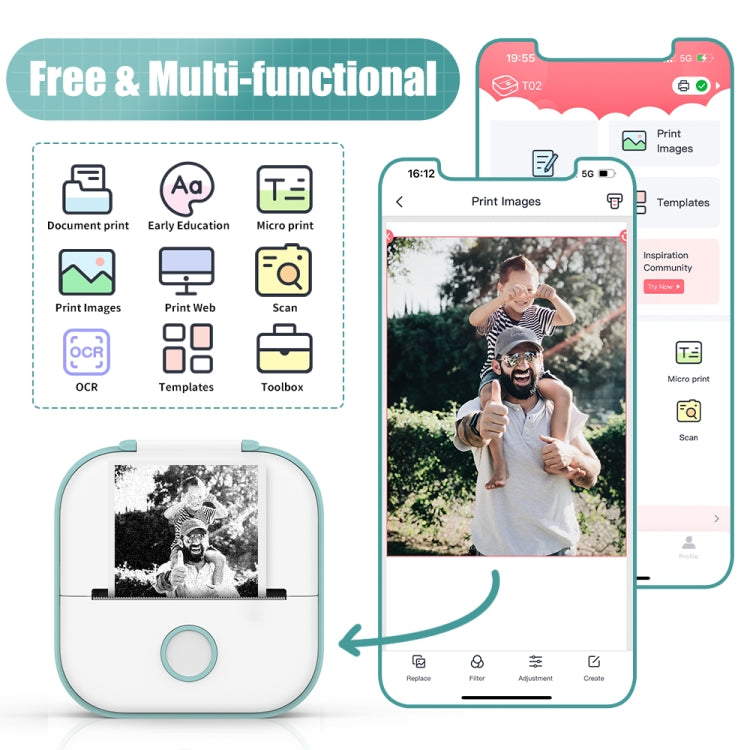 Phomemo T02 Gift Box Phone Bluetooth Mini Printer Photo Thermal Printer Family Student Wrong Question Printer(White) - free shipping - PMC Jewellery - Order now!