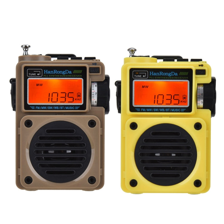HanRongda HRD-701 Portable Full Band Radio Subwoofer Bluetooth TF Card Digital Display Radio(Yellow)