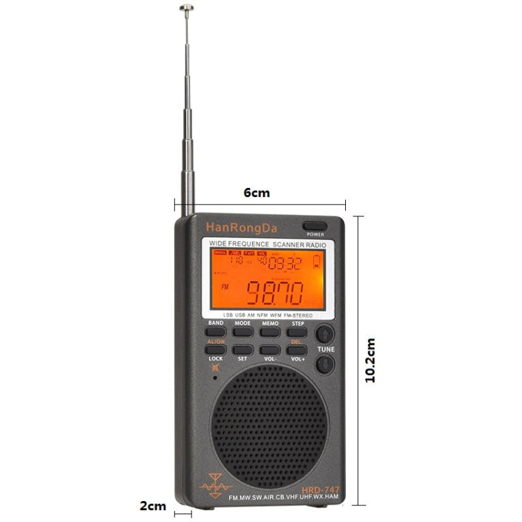 HanRongda HRD-747 Portable Full Band Digital Display High-Frequency Receiving Radio(Silver Gray) - free shipping - PMC Jewellery - Order now!