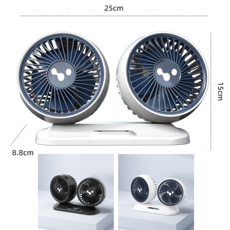 12v/24v Car Fan USB Interface Powerful Double Head Electric Fan(Olive Black) - free shipping - PMC TechLife - Order now!