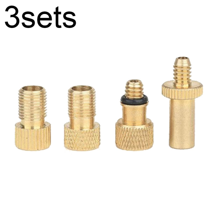 3sets 4 in 1 Gold SV/AV/DV Bicycle Valve Adapter Set Bike Ball Pump Accessories - Tire Valve Caps by PMc TechLife | Online Shopping South Africa | PMc TechLife | Buy Now Pay Later Mobicred