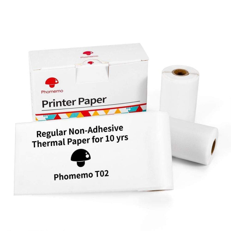For Phomemo T02 3rolls Bluetooth Printer Thermal Paper Label Paper 53mmx6.5m 10 Years Black on White No Adhesive - Printer Accessories by Phomemo | Online Shopping South Africa | PMC TechLife