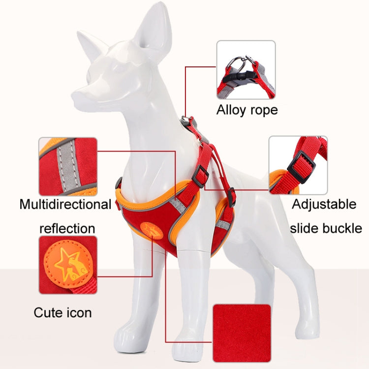 Pet Dog Harness Reflective Anti-break-off Vest-style Leash, Color: Mesh Orange(M) - free shipping - PMC TechLife - Order now!