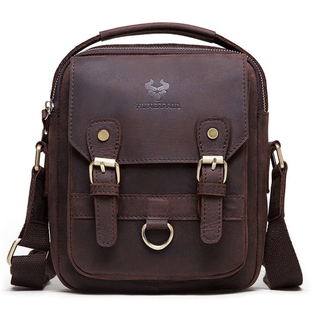 HUMERPAUL Men Shoulder Bag Retro Leather Crossbody Bag(Brown)