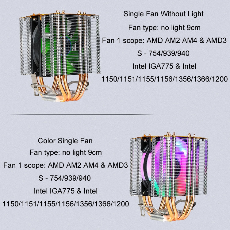 EVESKY 600 Desktop Computer 4 Copper Tube Mute CPU Cooling Fan, Color: Single Fan Without Light - free shipping - PMC Jewellery - Order now!