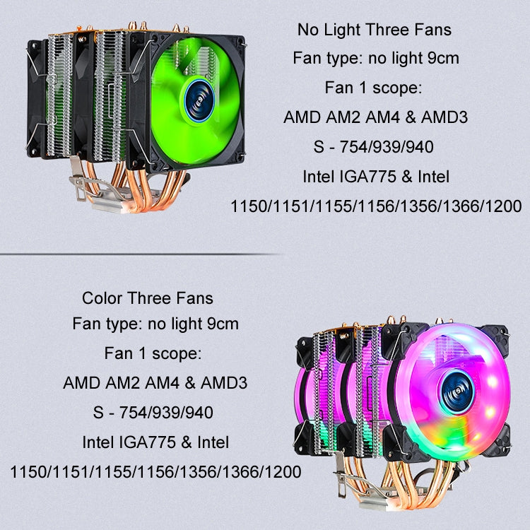 EVESKY 600 Desktop Computer 4 Copper Tube Mute CPU Cooling Fan, Color: No Light Three Fans - free shipping - PMC Jewellery - Order now!