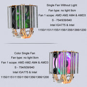 EVESKY 600 Desktop Computer 4 Copper Tube Mute CPU Cooling Fan, Color: Color Single Fan