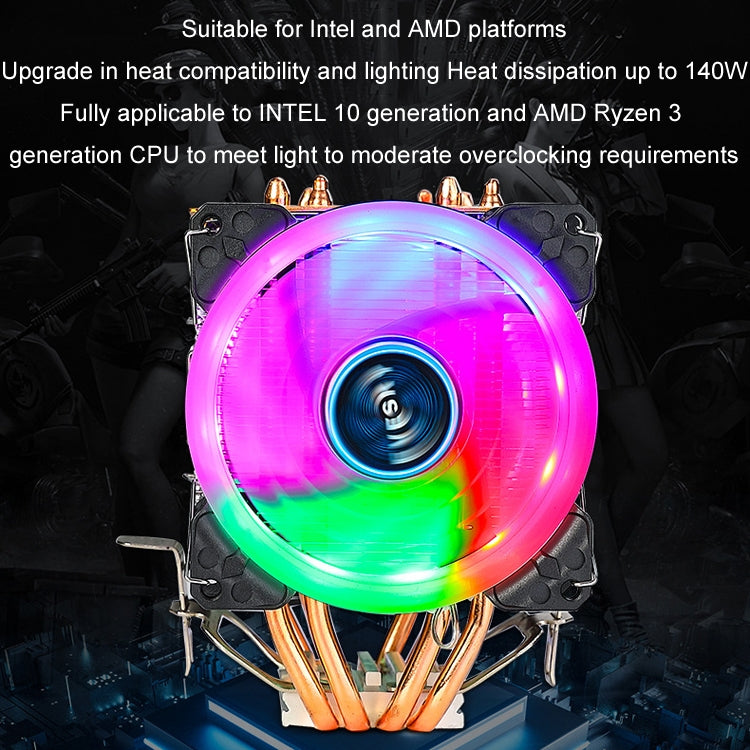 EVESKY 600 Desktop Computer 4 Copper Tube Mute CPU Cooling Fan, Color: No Light Three Fans