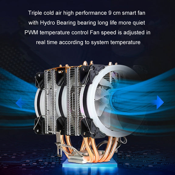 EVESKY 600 Desktop Computer 4 Copper Tube Mute CPU Cooling Fan, Color: Color Three Fans