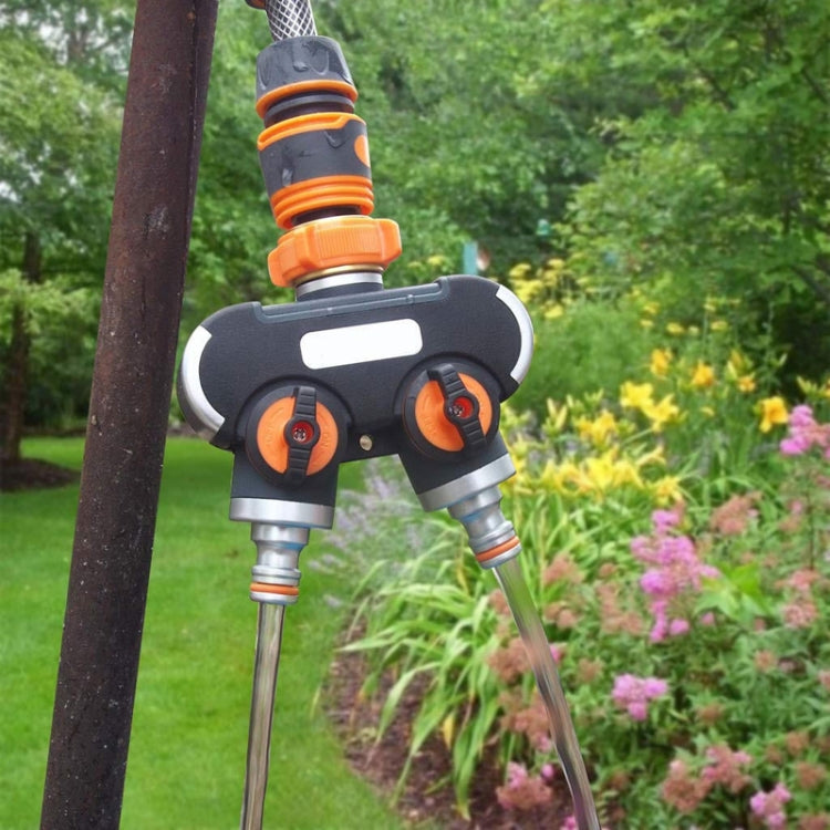 Garden Irrigation And Watering One Pass Two Faucet Water Divider With Thread European Connector+Plastic Nipple Connector - Watering & Irrigation by PMc TechLife | Online Shopping South Africa | PMc TechLife | Buy Now Pay Later Mobicred