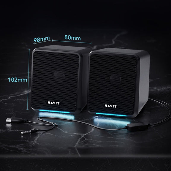 Havit A20 Plus Colorful Ambient Light Wired Computer Audio Stereo Surround Sound Speaker, Style: Black