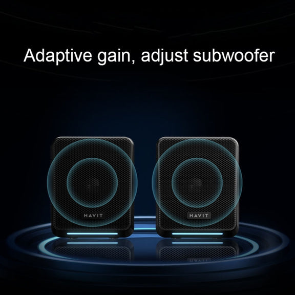 Havit A20 Plus Colorful Ambient Light Wired Computer Audio Stereo Surround Sound Speaker, Style: Black