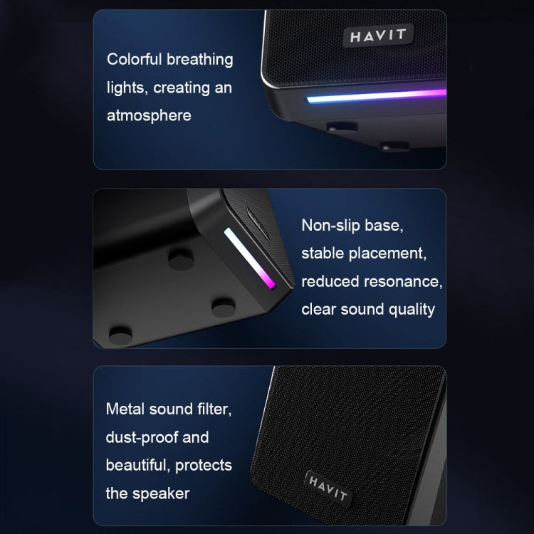 Havit A20 Plus Colorful Ambient Light Wired Computer Audio Stereo Surround Sound Speaker, Style: Bluetooth Version