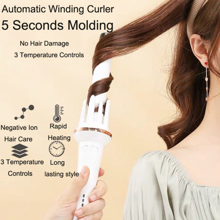Automatic Curling Iron With Bi-Directional Rotating Ceramic Glaze Coating Hair Care, Plug: EU Plug White
