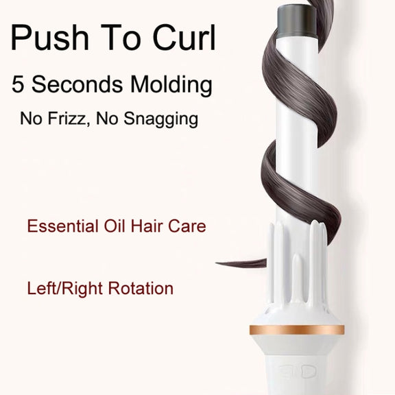 Automatic Curling Iron With Bi-Directional Rotating Ceramic Glaze Coating Hair Care, Plug: UK Plug White