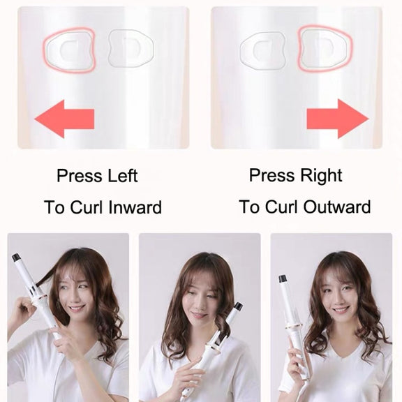 Automatic Curling Iron With Bi-Directional Rotating Ceramic Glaze Coating Hair Care, Plug: UK Plug White