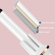 Automatic Curling Iron With Bi-Directional Rotating Ceramic Glaze Coating Hair Care, Plug: EU Plug White