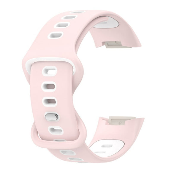For Fitbit Charge 5 Smart Watch Sports Water-resistant Two-Color Silicone Band(Pink White)