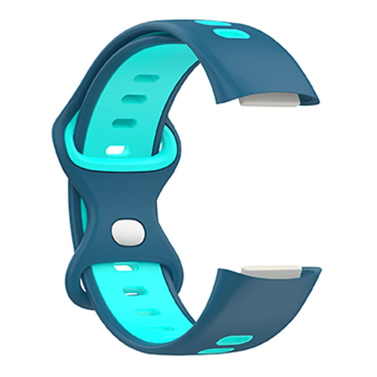 For Fitbit Charge 5 Smart Watch Sports Water-resistant Two-Color Silicone Band(Blue Water Duck)
