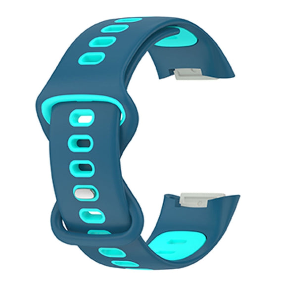 For Fitbit Charge 5 Smart Watch Sports Water-resistant Two-Color Silicone Band(Blue Water Duck)