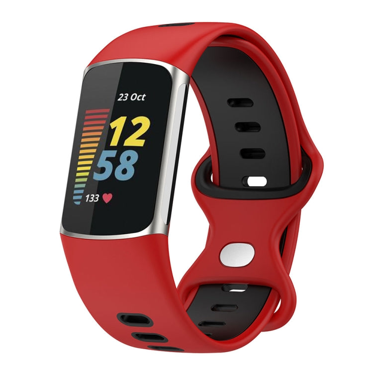For Fitbit Charge 5 Smart Watch Sports Waterproof Two-Color Silicone Band(Red Black) - Watch Bands by PMC TechLife | Online Shopping South Africa | PMC TechLife | Buy Now Pay Later Mobicred