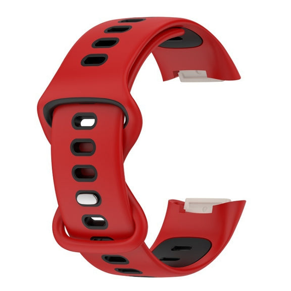 For Fitbit Charge 5 Smart Watch Sports Water-resistant Two-Color Silicone Band(Red Black)