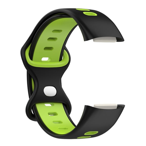 For Fitbit Charge 5 Smart Watch Sports Water-resistant Two-Color Silicone Band(Black Green)