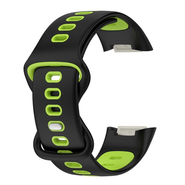 For Fitbit Charge 5 Smart Watch Sports Water-resistant Two-Color Silicone Band(Black Green)