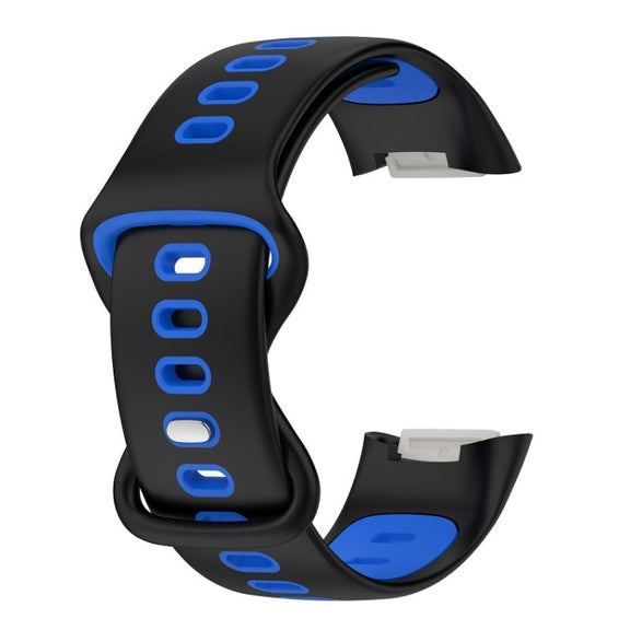 For Fitbit Charge 5 Smart Watch Sports Water-resistant Two-Color Silicone Band(Black Blue)