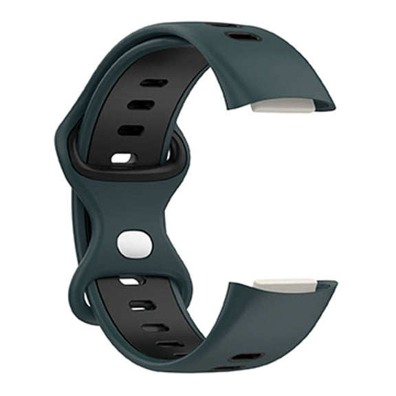 For Fitbit Charge 5 Smart Watch Sports Water-resistant Two-Color Silicone Band(Olive Green Black)