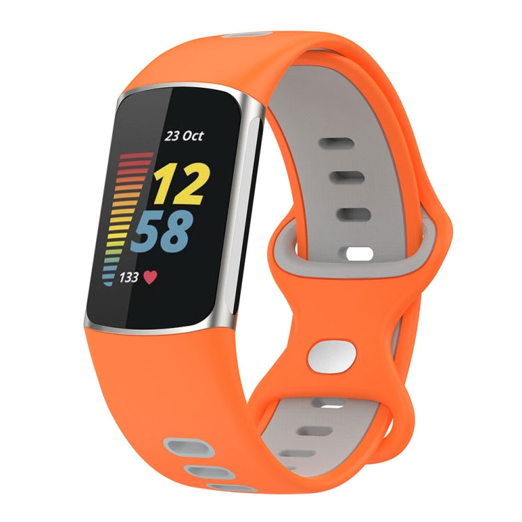 For Fitbit Charge 5 Smart Watch Sports Waterproof Two-Color Silicone Band(Orange Gray) - Watch Bands by PMC TechLife | Online Shopping South Africa | PMC TechLife | Buy Now Pay Later Mobicred