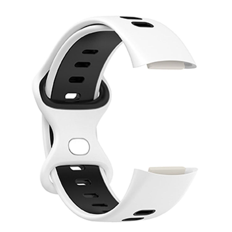 For Fitbit Charge 5 Smart Watch Sports Water-resistant Two-Color Silicone Band(White Black)