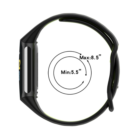 For Fitbit Charge 5 Smart Watch Sports Water-resistant Two-Color Silicone Band(Black Gray)